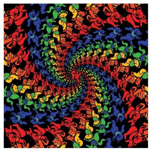 New Dancing Bears Spiral Grateful Dead Bandana Deadhead Headband Mask Bear NWT - Picture 1 of 3